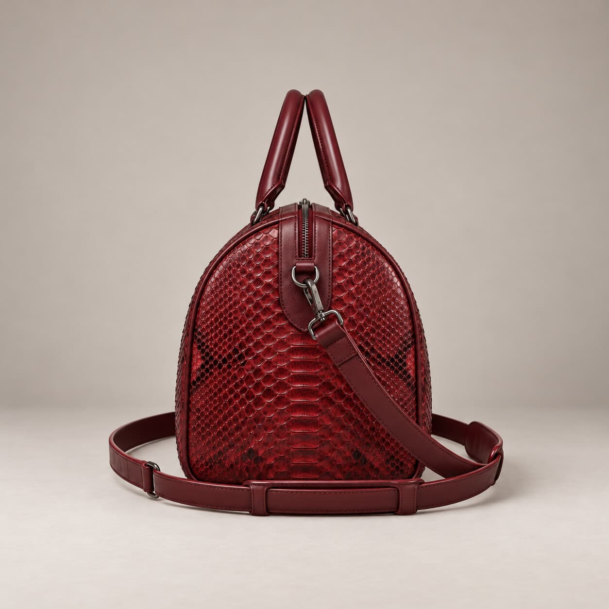 The Dom Bag in Burgundy, side view