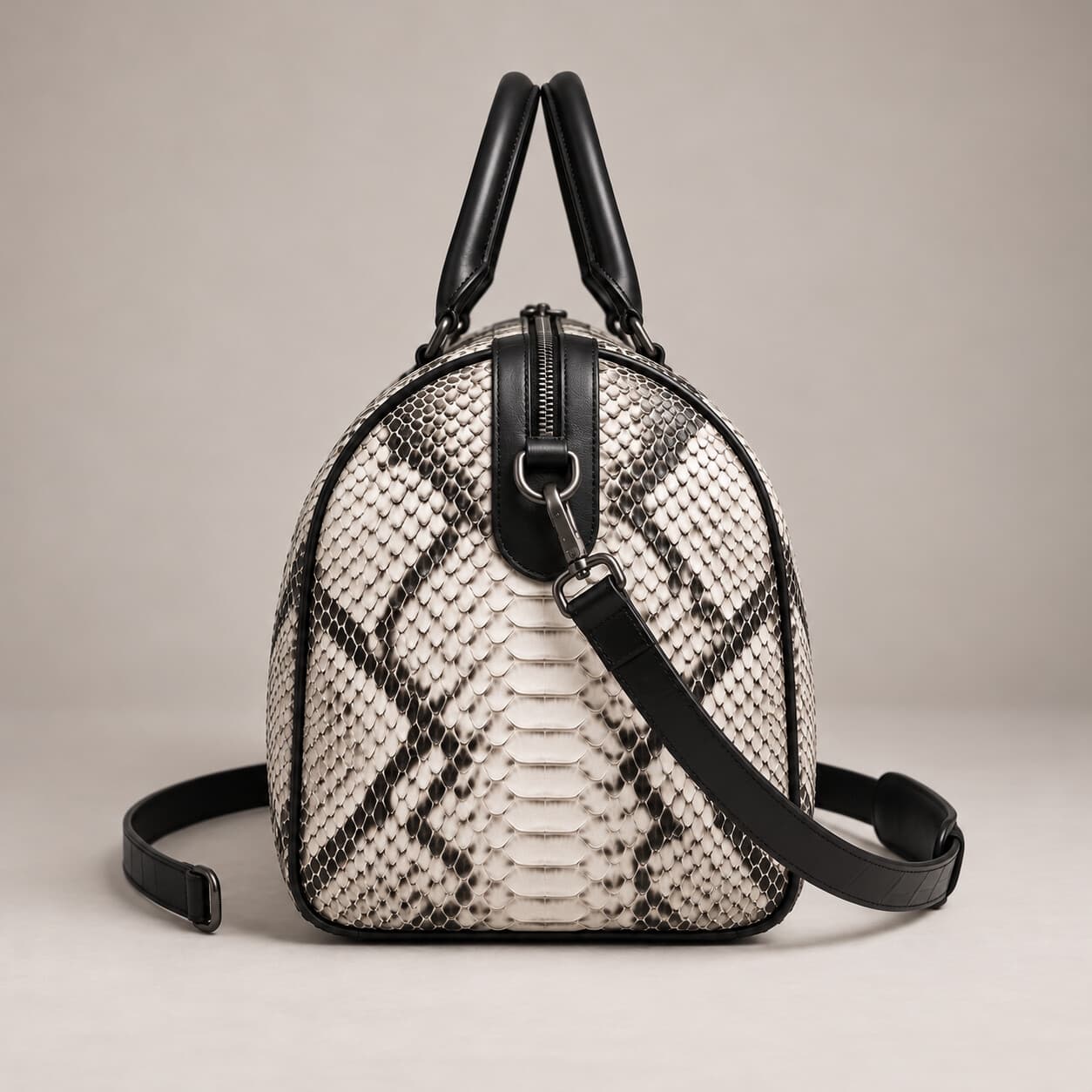 The Dom Bag in Himalayan Black, side view