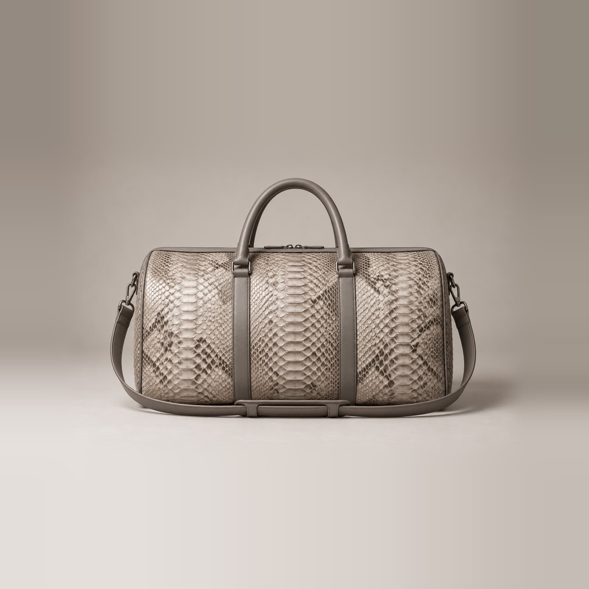 The Dom Bag in Himalayan Grey, front view