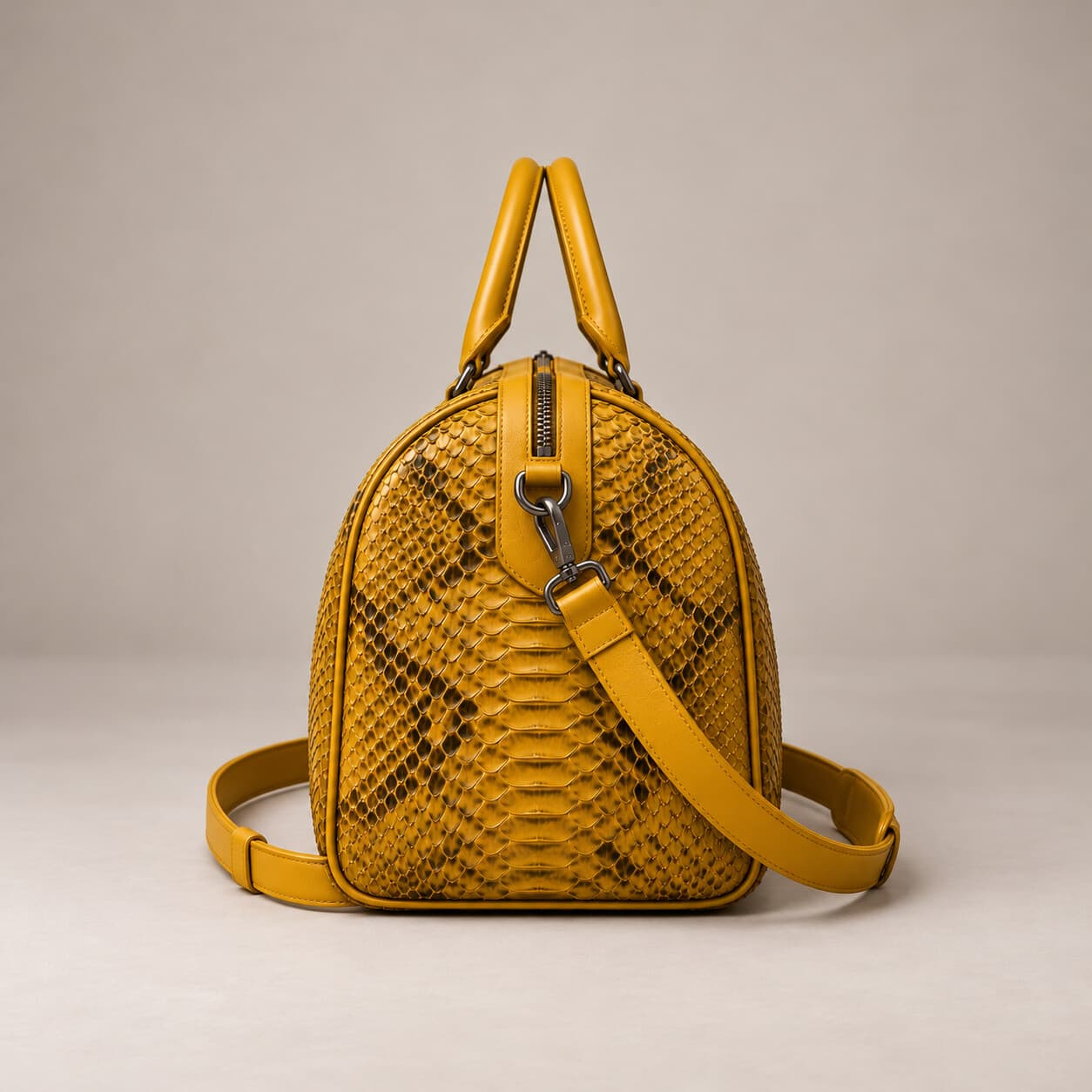 The Dom Bag in Mustard, side view